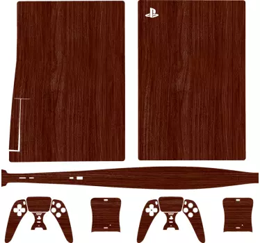 Autocollant PS5 Peau de bois de cerisier - TenStickers