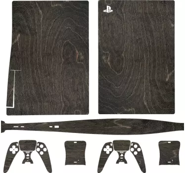 Autocollant PS5 Peau de bois d'ébène - TenStickers