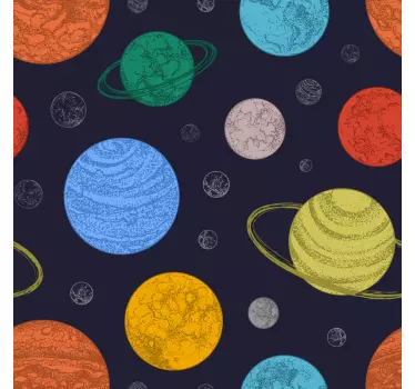 Sticker espace motifs planétaires colorés - TenStickers