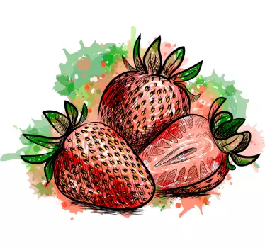 Sticker fruit trio de fraises vibrantes - TenStickers