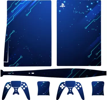 Sticker PS5 schéma de circuit bleu - TenStickers