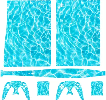 Sticker ps5 effet vagues aqua - TenStickers