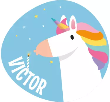 Sticker enfant design anniversaire licorne - TenStickers