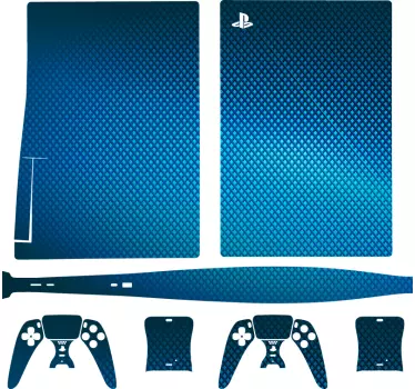 Autocollant PS5 Fibre de carbone bleue - TenStickers