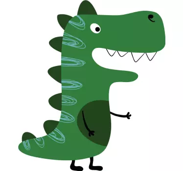 stickers muraux dinosaure Dinosaure vert dessiné - TenStickers
