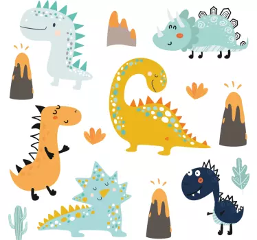 stickers muraux volcan de dinosaures nordiques - TenStickers