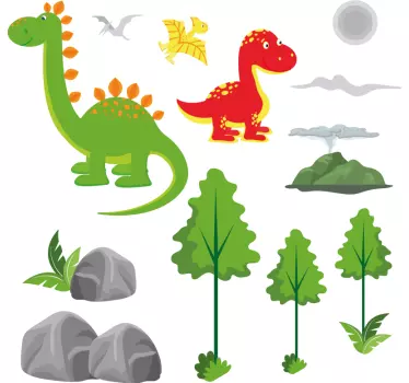 Stickers monde des dinosaures style nordique - TenStickers