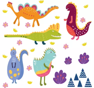 Stickers Pack de dinosaures style nordique peint à la main - TenStickers