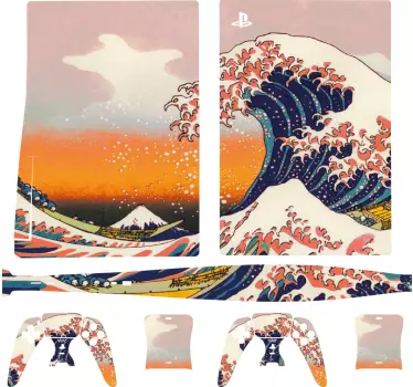 Sticker PS5 vagues et montagnes - TenStickers