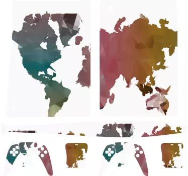 Sticker ps5 carte du monde art - TenStickers