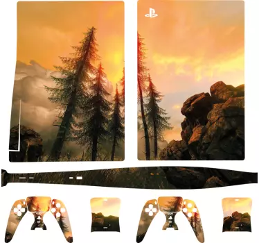 Sticker ps5 scène de coucher de soleil en pin - TenStickers