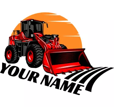 Sticker chambre enfant grand tracteur rouge avec prénom - TenStickers