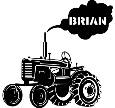 Sticker Mural Jouet Tracteur silhouette avec son propre nom - TenStickers