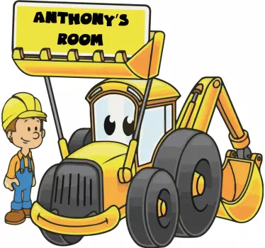 Sticker Mural Jouet Tracteur et homme avec son propre nom - TenStickers