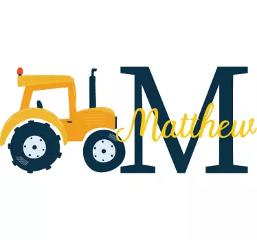 Sticker Mural Jouet prénom personnalisé avec Tracteur jaune - TenStickers