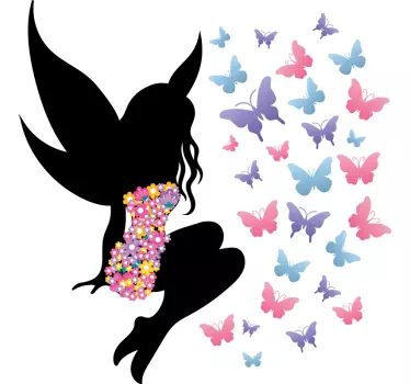 Sticker Mural Fée aux papillons - TenStickers