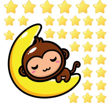 Stickers Chambre Bébé Singe sur la lune - TenStickers