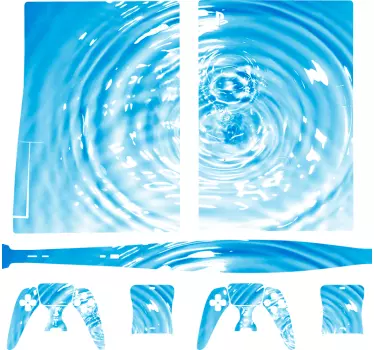 Sticker ps5 design ondes d'eau - TenStickers