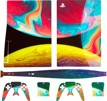 Sticker ps5 motifs cosmiques vibrants - TenStickers