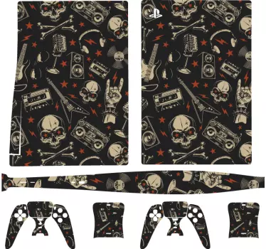 Sticker PS5 crâne et musique - TenStickers