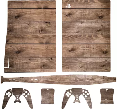 Sticker ps5 finition bois rustique - TenStickers