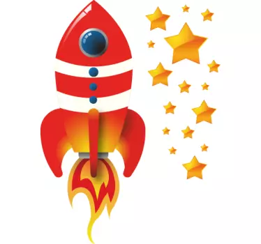 Sticker espace fusée spatiale rouge - TenStickers