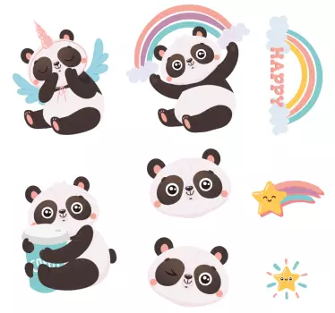 Sticker enfant figurines de panda charmantes - TenStickers