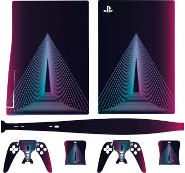 Sticker ps5 visuels géométriques vibrants - TenStickers