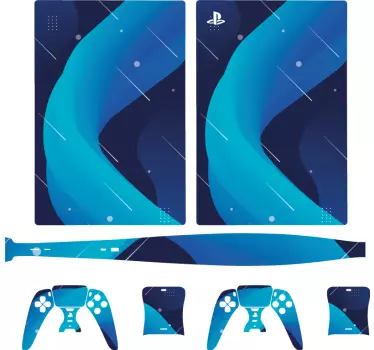 Sticker ps5 enveloppe vague bleue - TenStickers