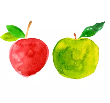 Sticker fruit art aquarelle pomme - TenStickers