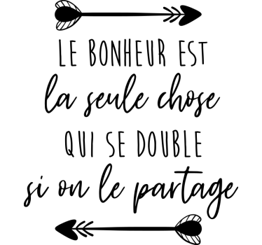 Sticker Pour Chambre Citation de partage de bonheur - TenStickers