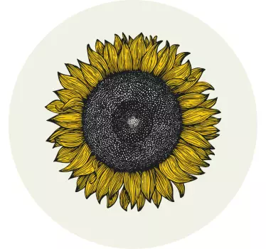 Adhésif meuble table ronde tournesol - TenStickers