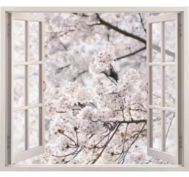 Sticker Mural Fleur Vues 3d à un printemps des arbres blancs - TenStickers
