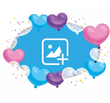 Sticker cadre ballons en cœur colorés - TenStickers