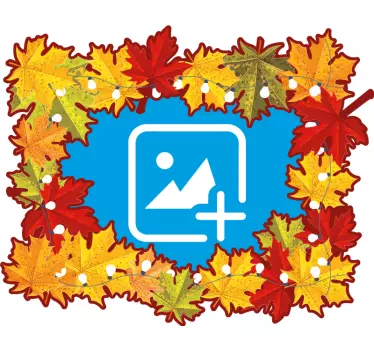 Sticker cadre chat entouré de feuilles - TenStickers
