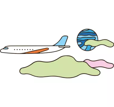 Sticker espace voyage aérien coloré - TenStickers