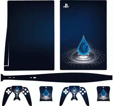 Sticker ps5 goutte d'eau bleue - TenStickers