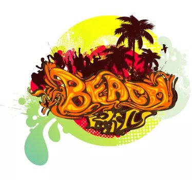 Sticker dessin beach party - TenStickers