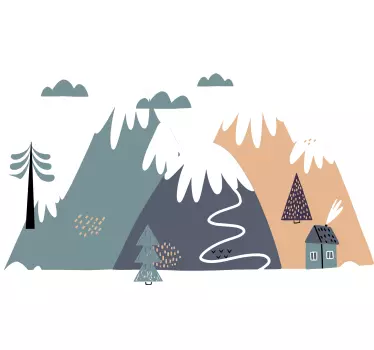 Sticker mural nature Montagne silhouette dessinée - TenStickers