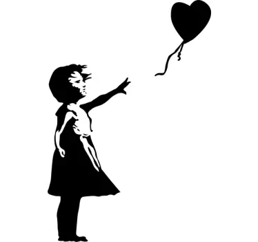 Sticker mural salon Banksy la fille au ballon monochrome - TenStickers