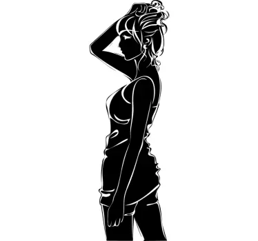 Sticker femme cheveux attachés - TenStickers