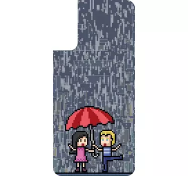 Sticker samsung parapluie amis pixelisés - TenStickers