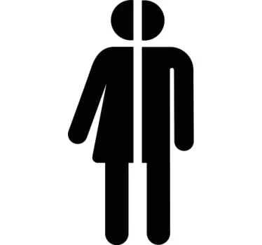 Sticker de Porte Signe de toilette demi-personne - TenStickers