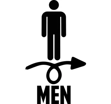 Sticker de Porte Signe masculin de toilette avec la flèche - TenStickers