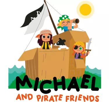 Sticker enfant scène d'aventure pirate - TenStickers