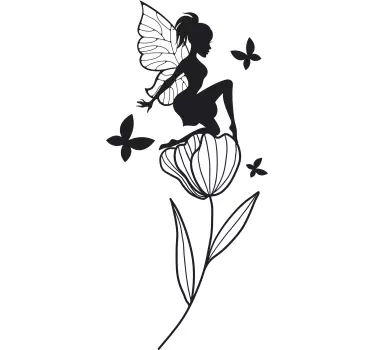 Sticker fées fleur perchée des fées - TenStickers