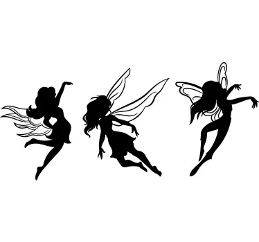 Sticker fées trio de silhouettes de fées - TenStickers