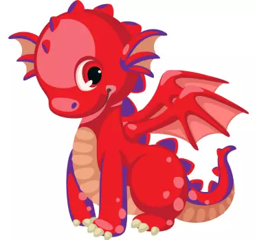Stickers muraux Dinosaure rouge avec des taches violettes - TenStickers