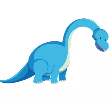 Sticker de Porte Dinosaure bleu souriant drôle - TenStickers