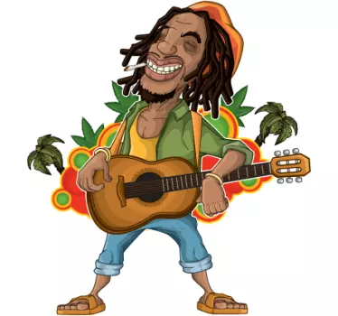 Sticker musique dessin rasta - TenStickers